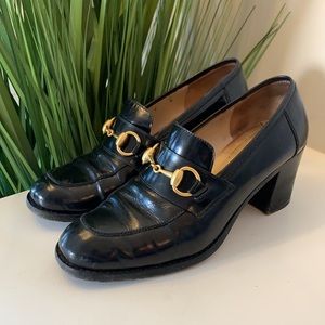 Gucci Vintage Horse-Bit Heeled Loafers Size 5.5/6